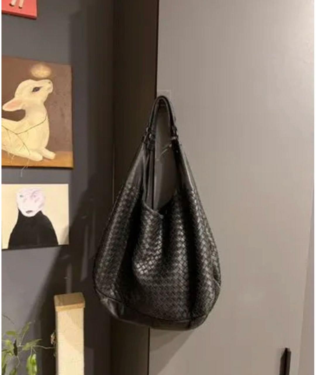 BOTTEGA VENETA Черная кожаная сумка тоут, фото 8