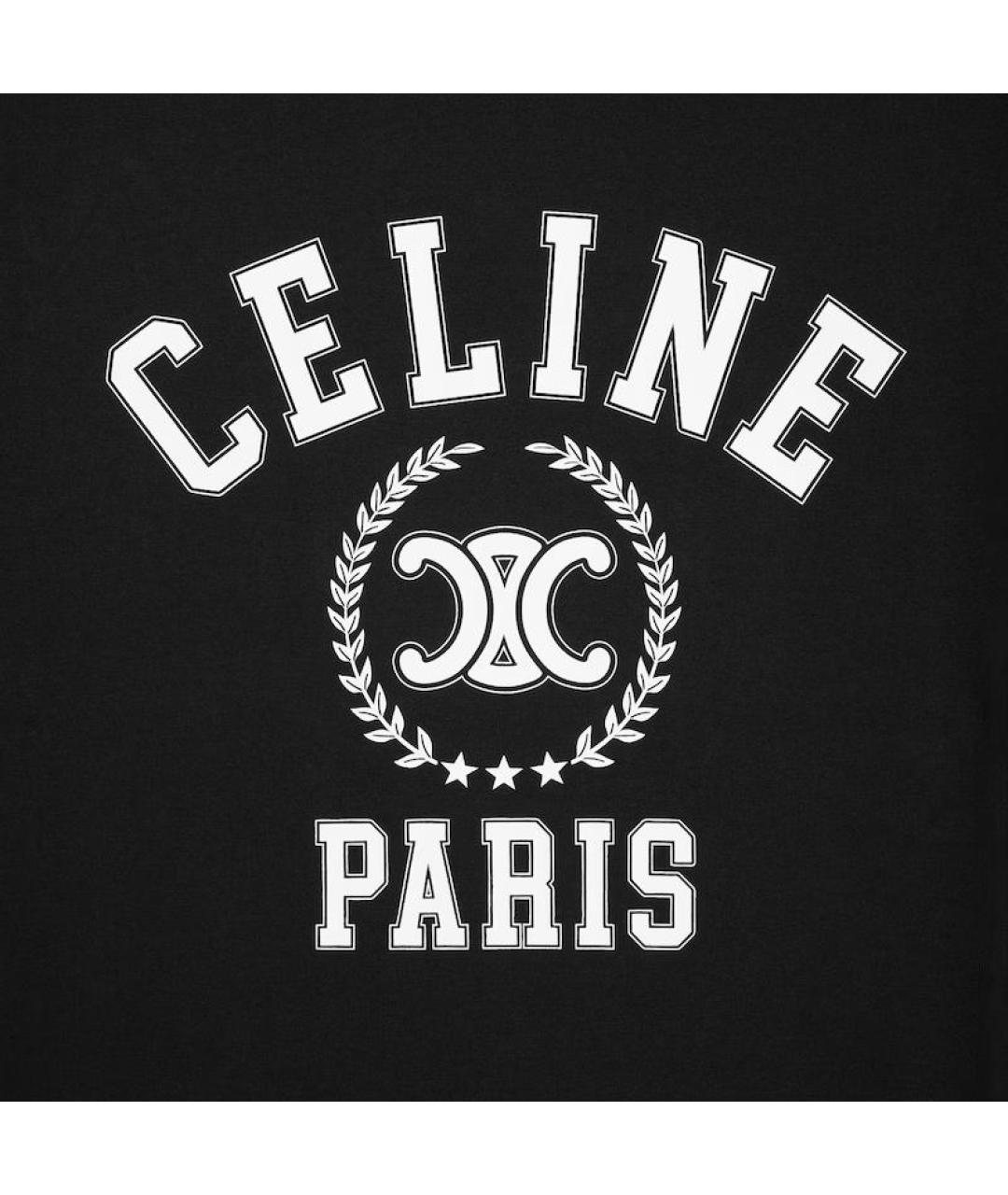 CELINE Черная хлопковая футболка, фото 3