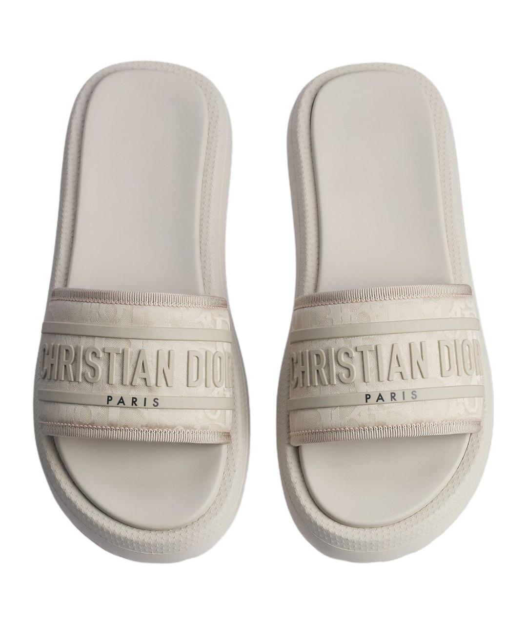 CHRISTIAN DIOR Бежевые шлепанцы, фото 5