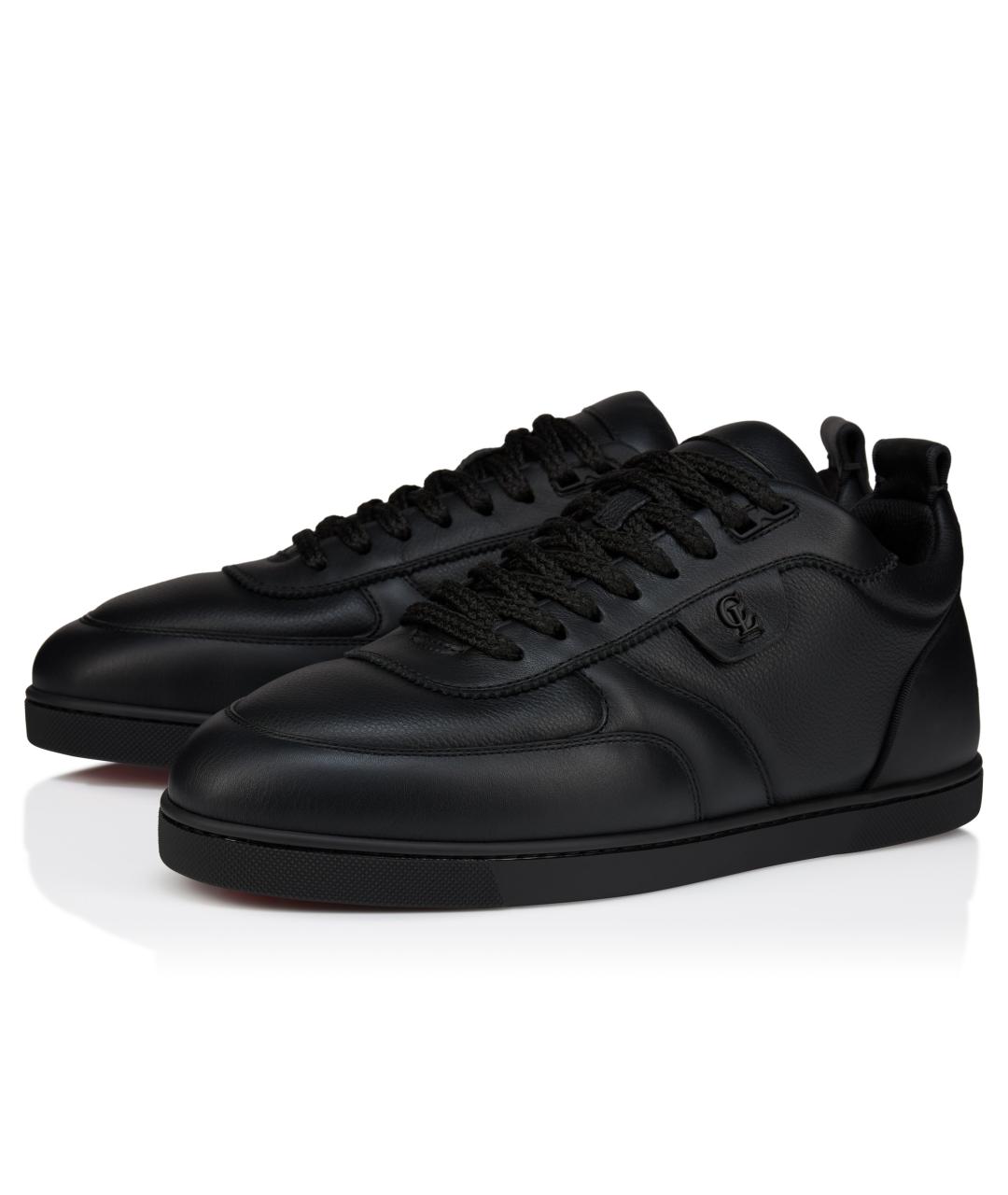 CHRISTIAN LOUBOUTIN Черные кожаные низкие кроссовки / кеды, фото 4