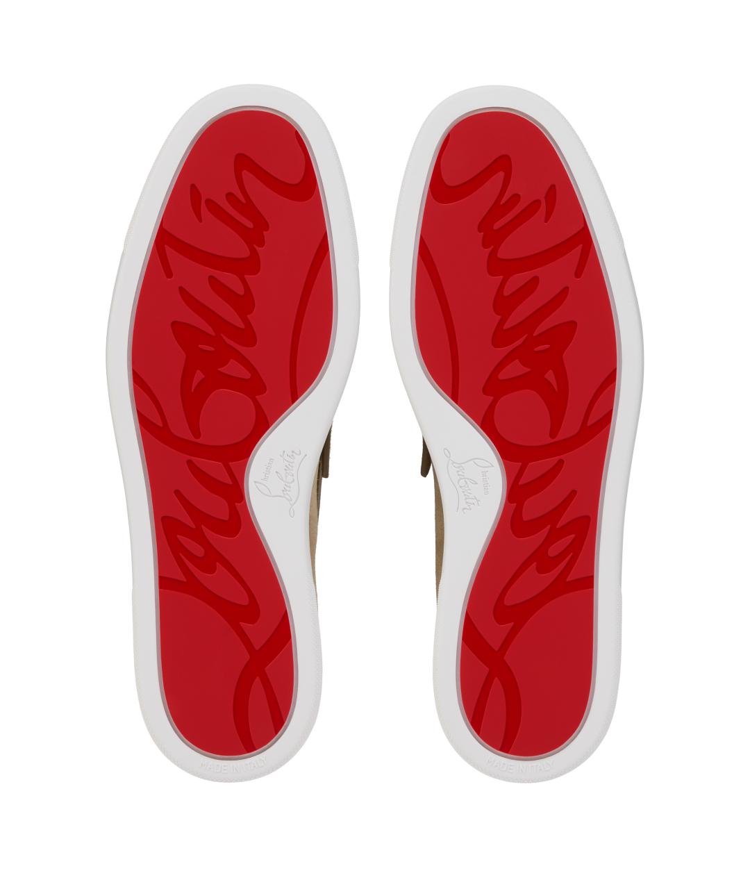CHRISTIAN LOUBOUTIN Бежевые кожаные лоферы, фото 3