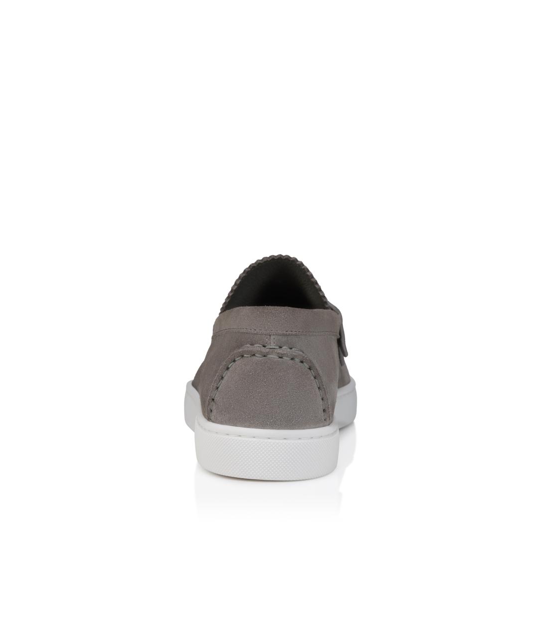 CHRISTIAN LOUBOUTIN Серые кожаные лоферы, фото 4