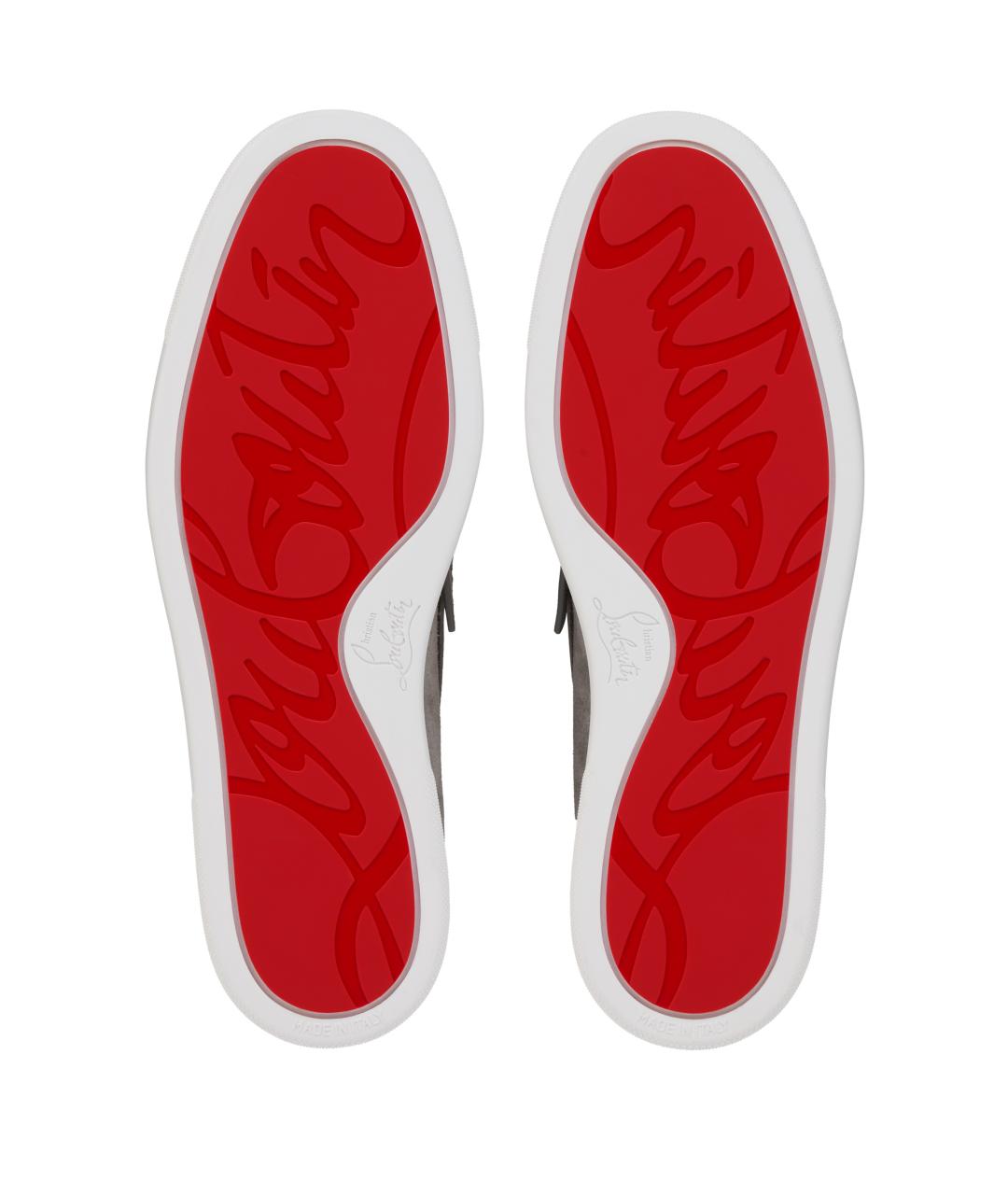 CHRISTIAN LOUBOUTIN Серые кожаные лоферы, фото 5