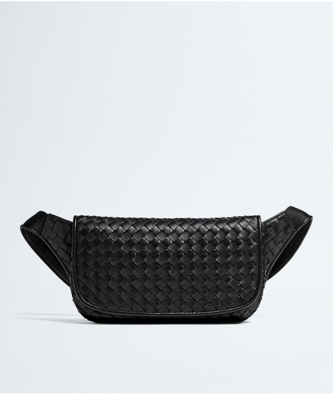 BOTTEGA VENETA Черная кожаная поясная сумка, фото 4