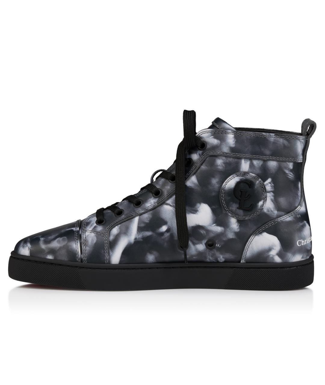 CHRISTIAN LOUBOUTIN Черные кожаные высокие кроссовки / кеды, фото 3