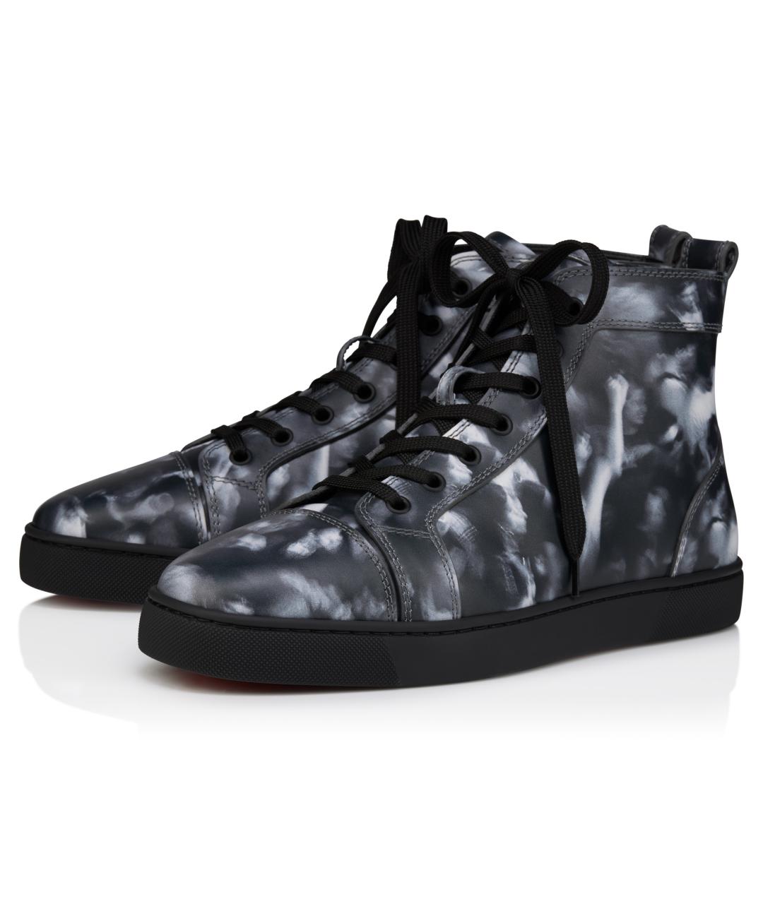 CHRISTIAN LOUBOUTIN Черные кожаные высокие кроссовки / кеды, фото 2