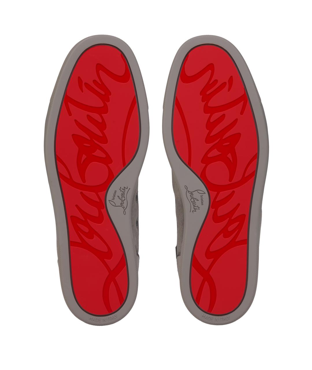 CHRISTIAN LOUBOUTIN Серые кожаные высокие кроссовки / кеды, фото 5