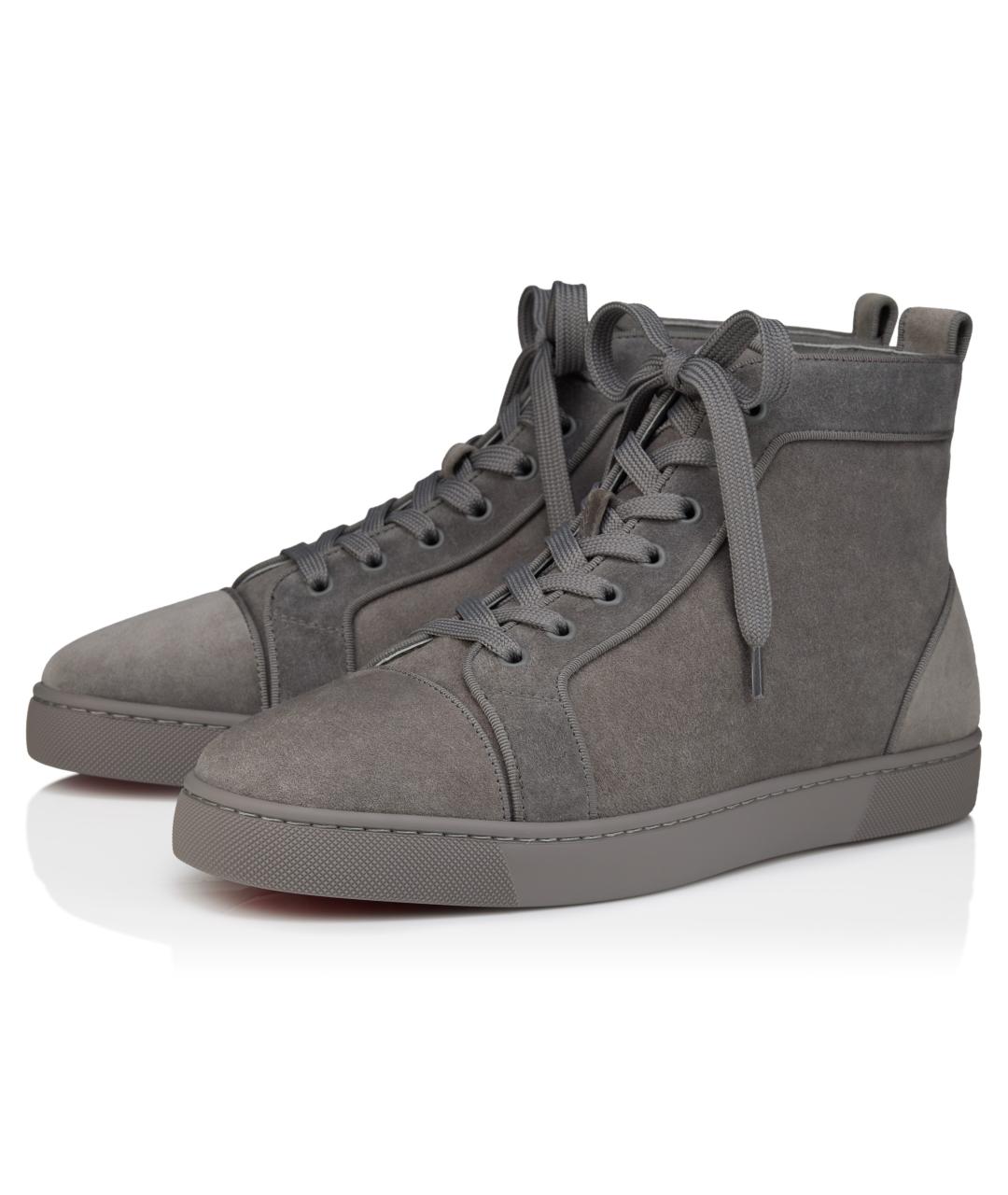 CHRISTIAN LOUBOUTIN Серые кожаные высокие кроссовки / кеды, фото 2
