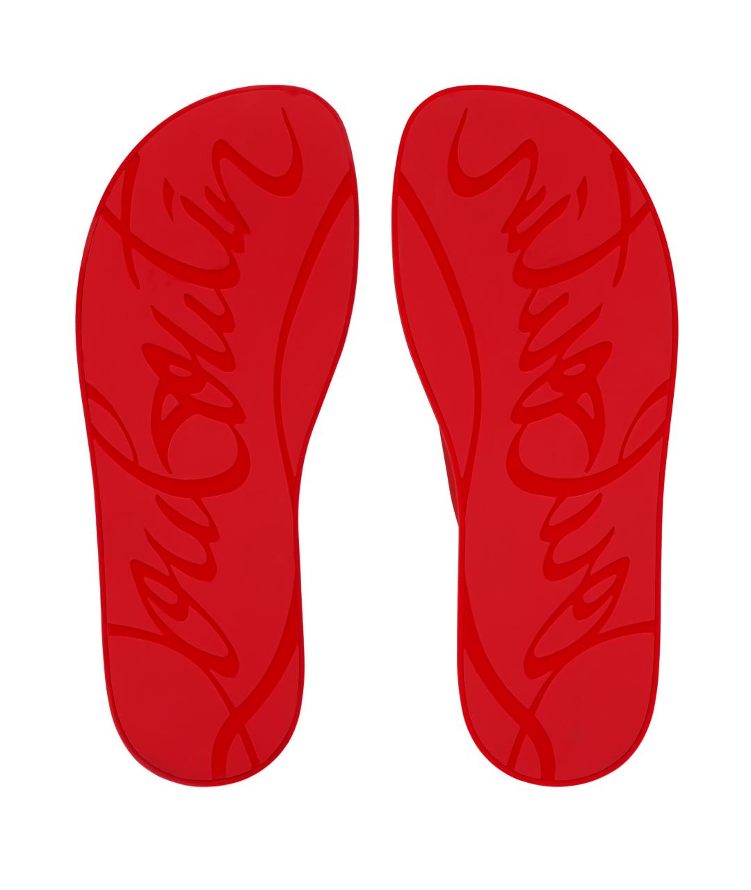 CHRISTIAN LOUBOUTIN Красные шлепанцы, фото 3