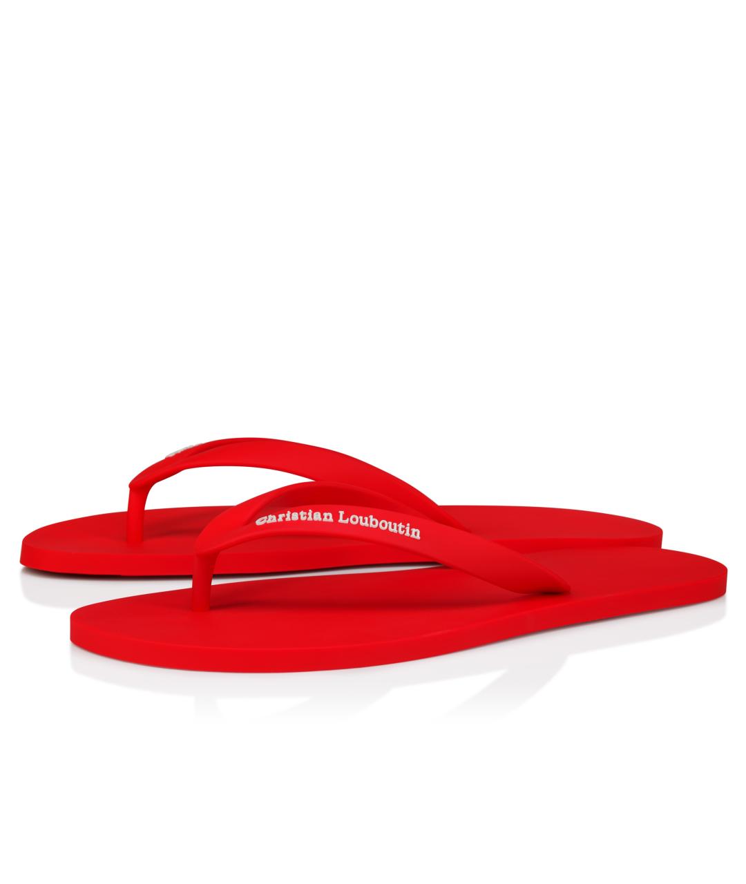 CHRISTIAN LOUBOUTIN Красные шлепанцы, фото 2