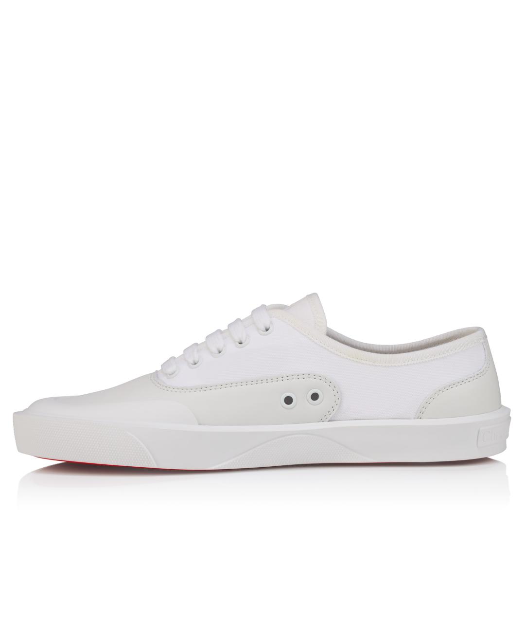 CHRISTIAN LOUBOUTIN Белые текстильные низкие кроссовки / кеды, фото 4
