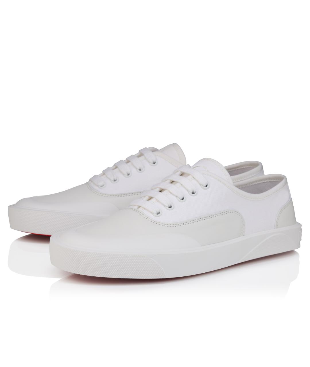 CHRISTIAN LOUBOUTIN Белые текстильные низкие кроссовки / кеды, фото 3