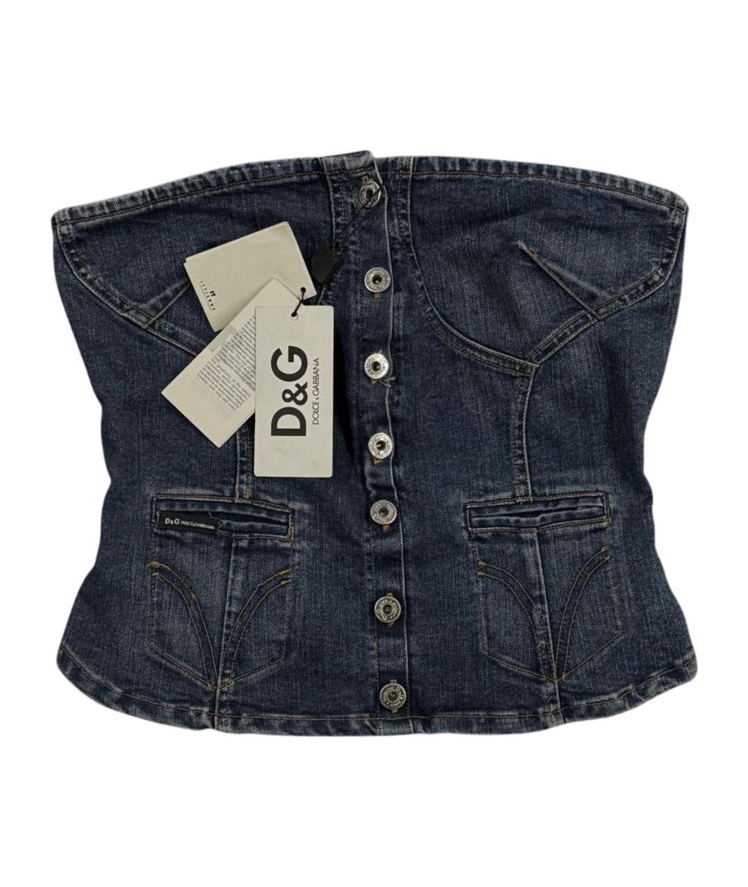 DOLCE&GABBANA Синий деним корсет, фото 1