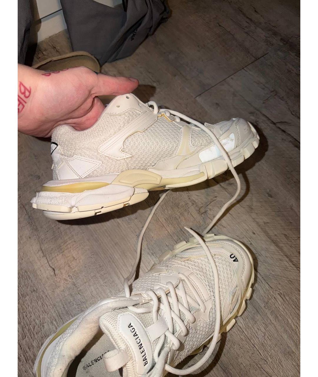 BALENCIAGA Белые текстильные низкие кроссовки / кеды, фото 2
