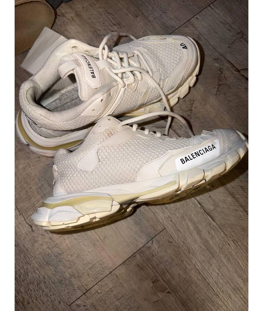 BALENCIAGA Белые текстильные низкие кроссовки / кеды, фото 4