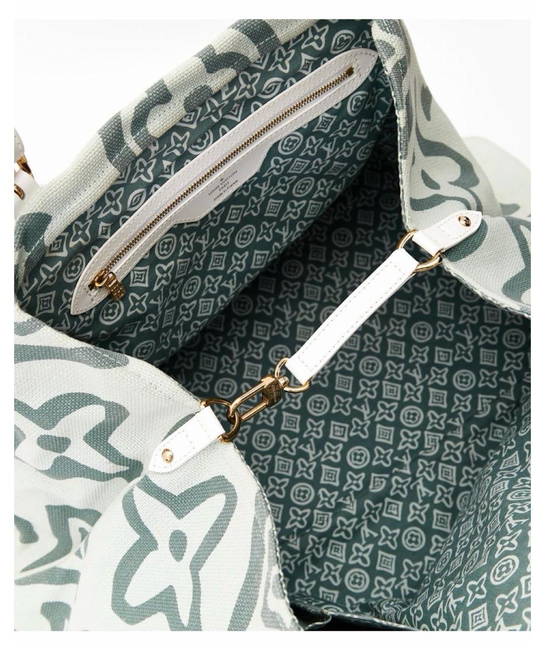 LOUIS VUITTON Зеленая тканевая сумка тоут, фото 4