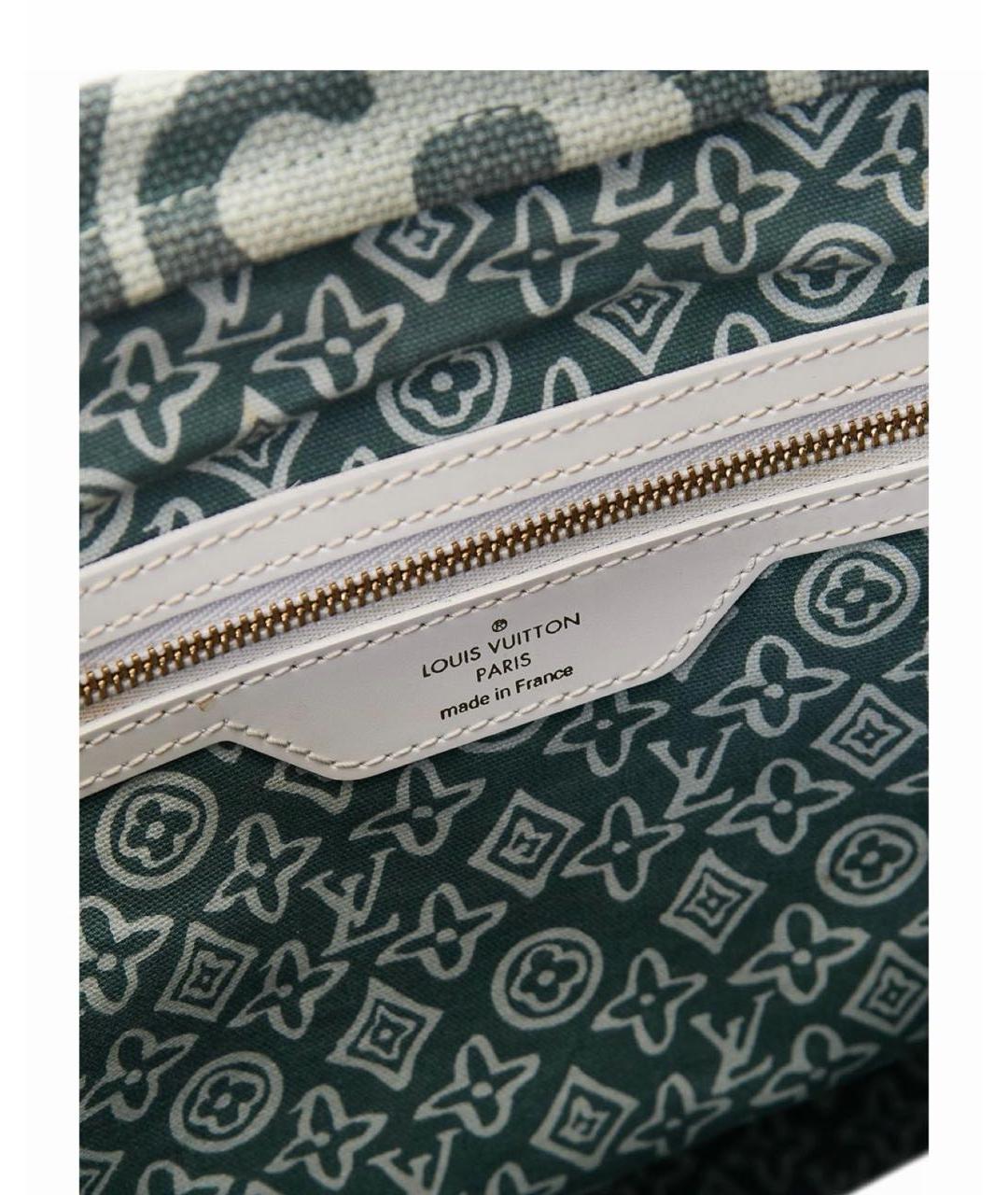 LOUIS VUITTON Зеленая тканевая сумка тоут, фото 5