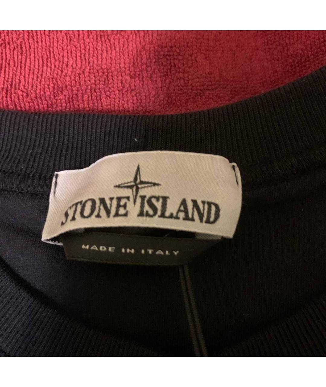 STONE ISLAND Черная хлопковая футболка, фото 2