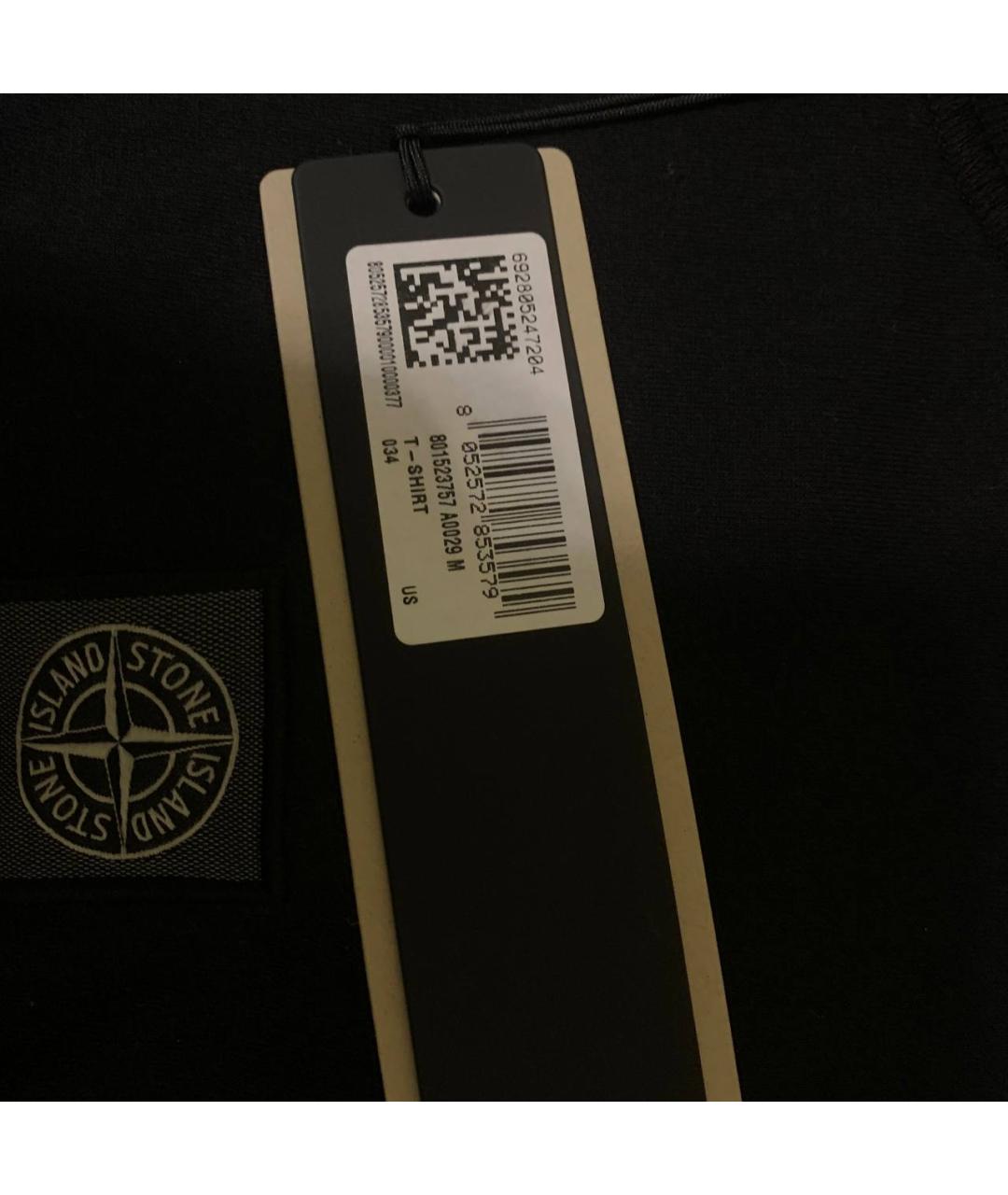 STONE ISLAND Черная хлопковая футболка, фото 3
