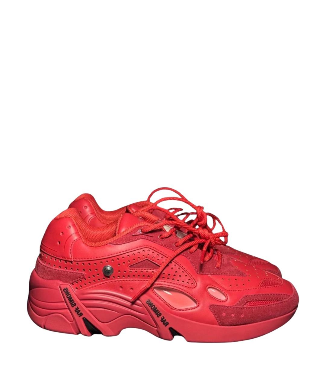 RAF SIMONS Красные текстильные низкие кроссовки / кеды, фото 1