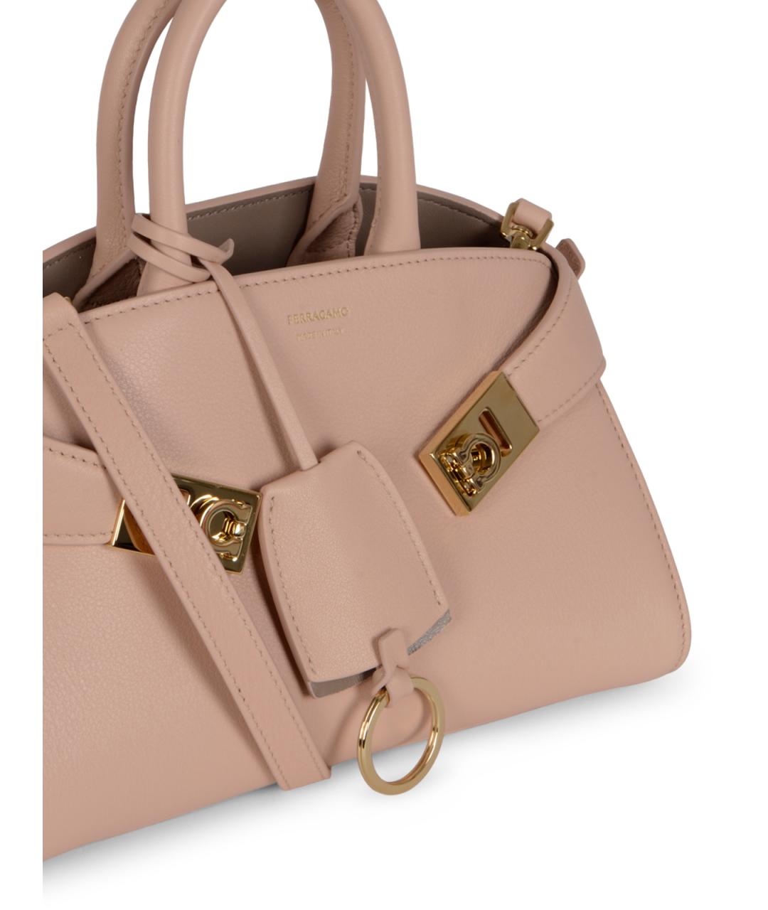 FERRAGAMO Розовая кожаная сумка тоут, фото 4