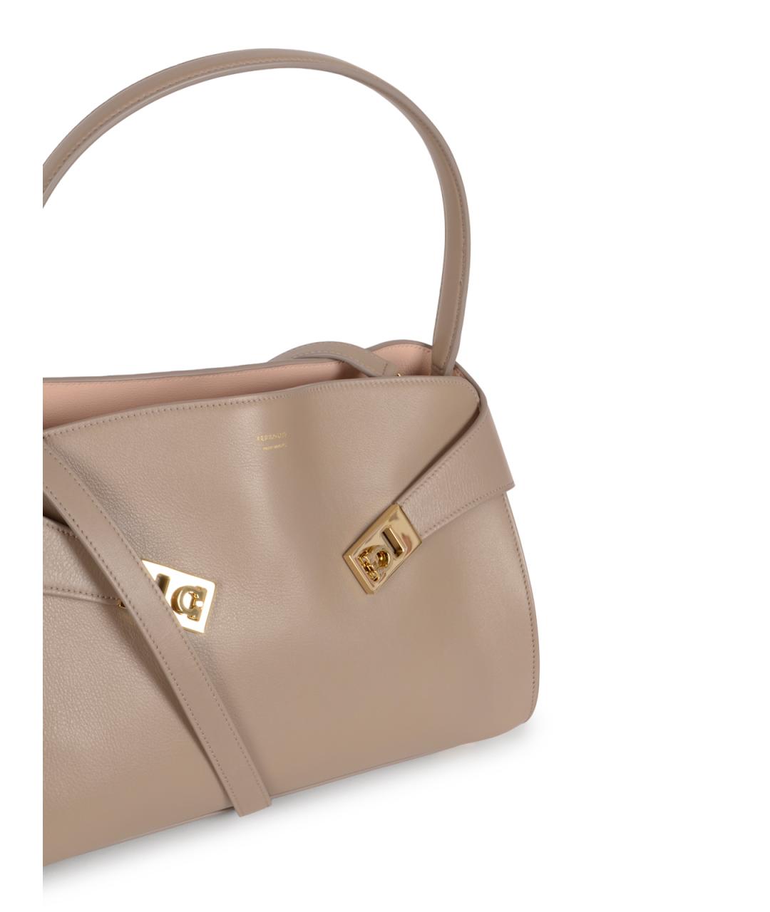 FERRAGAMO Бежевая кожаная сумка тоут, фото 4