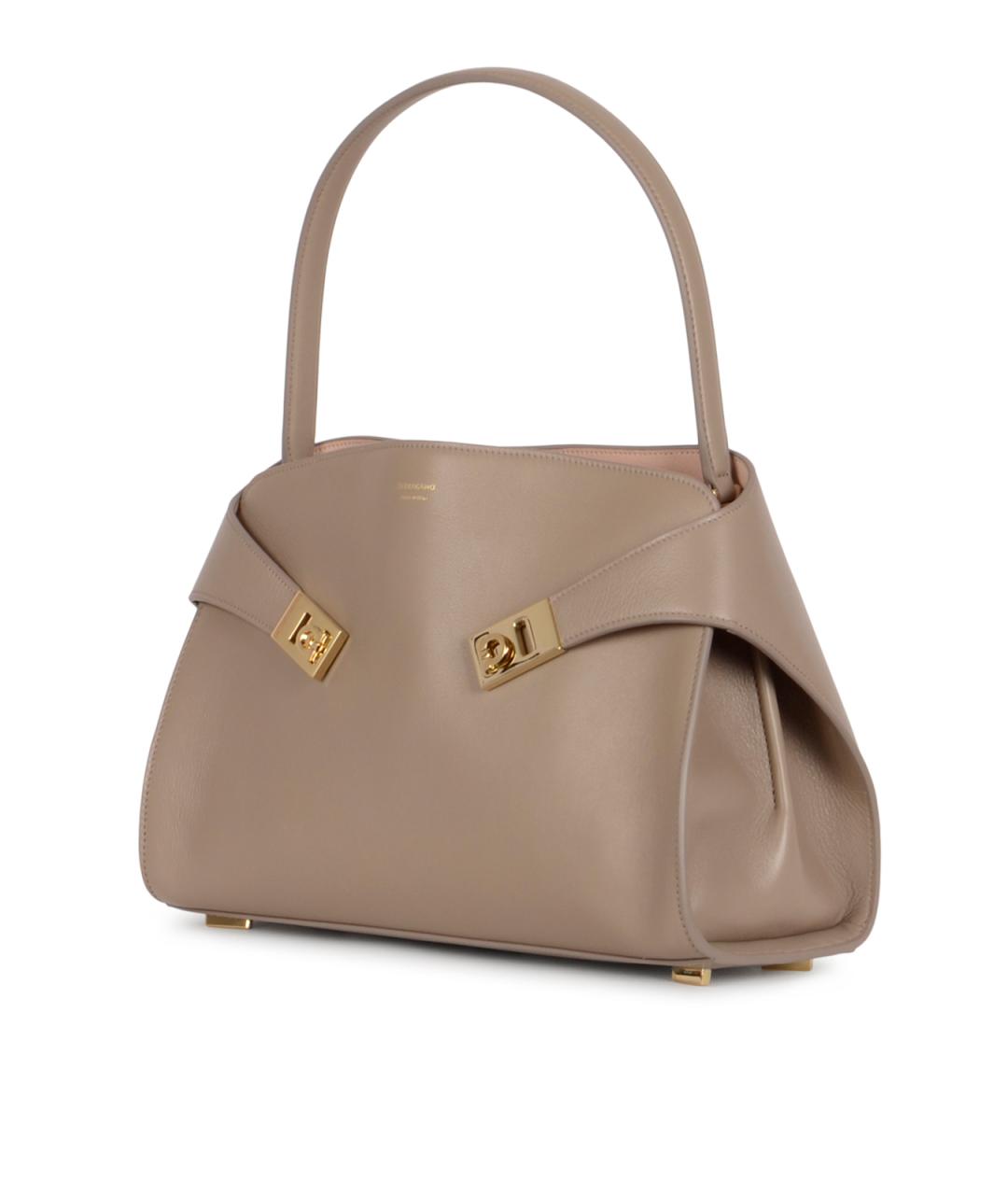 FERRAGAMO Бежевая кожаная сумка тоут, фото 2