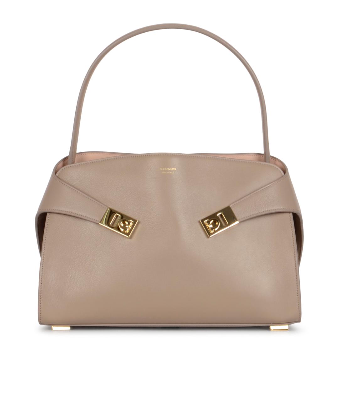 FERRAGAMO Бежевая кожаная сумка тоут, фото 1