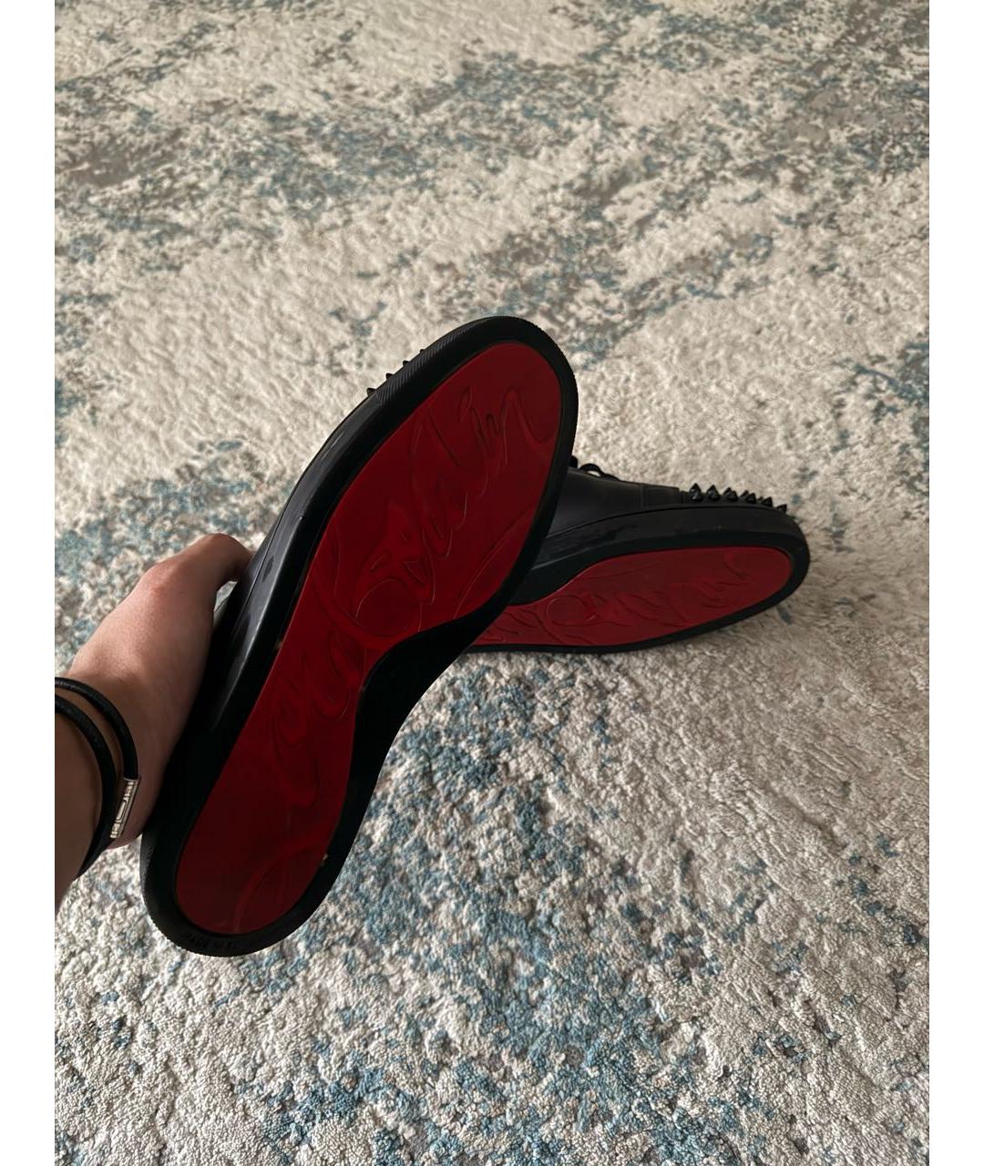 CHRISTIAN LOUBOUTIN Черные кожаные низкие кроссовки / кеды, фото 3
