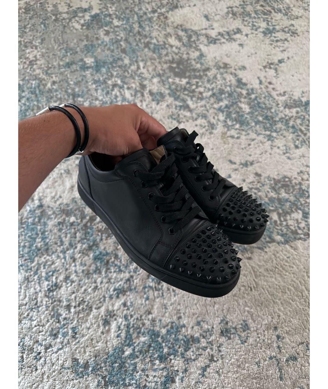 CHRISTIAN LOUBOUTIN Черные кожаные низкие кроссовки / кеды, фото 2