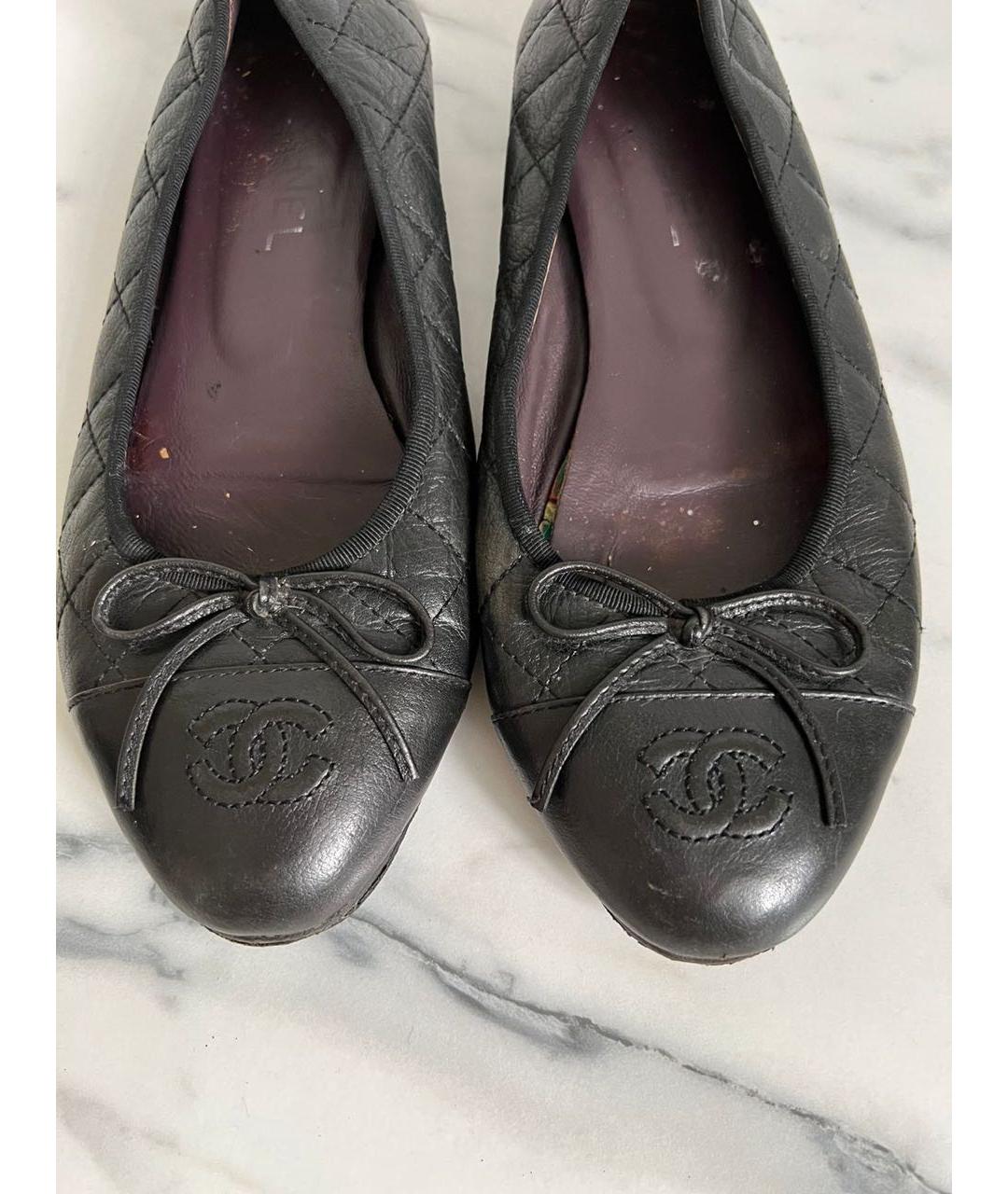 CHANEL Черные кожаные балетки, фото 4