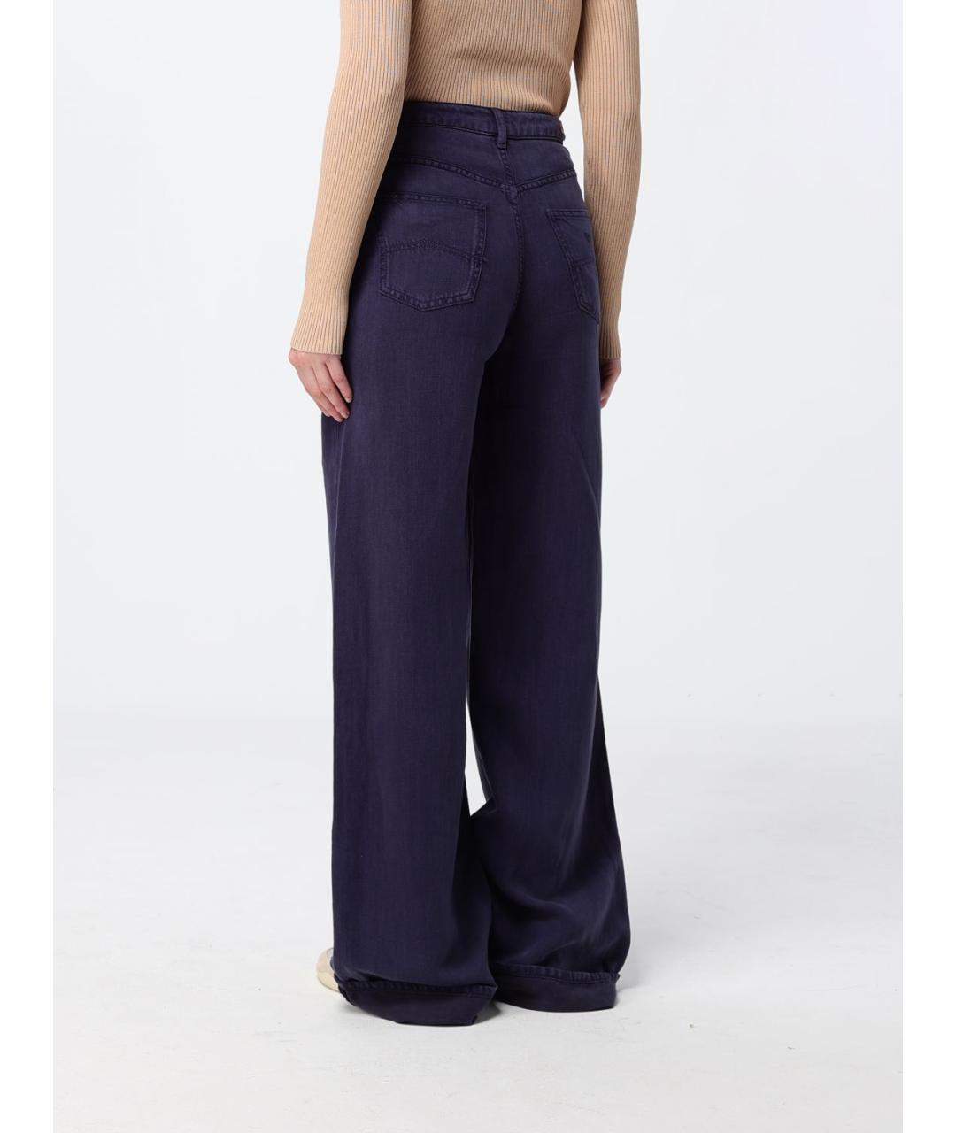 EMPORIO ARMANI Фиолетовые льняные прямые брюки, фото 2