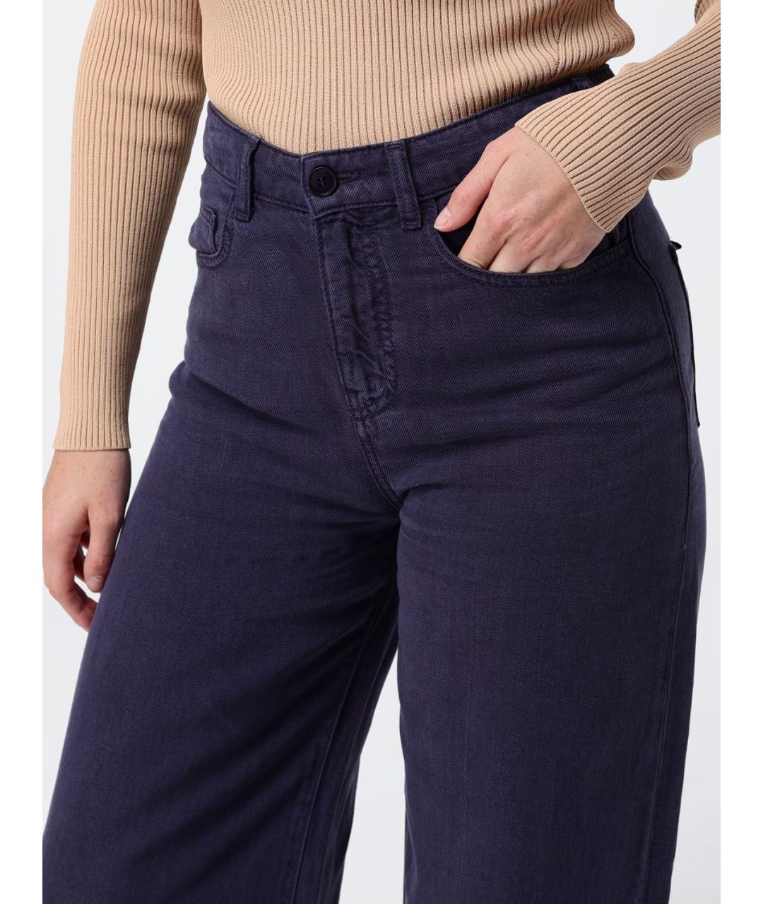 EMPORIO ARMANI Фиолетовые льняные прямые брюки, фото 3