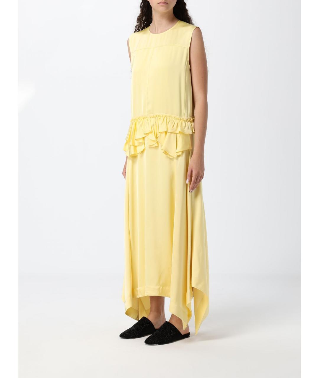 JIL SANDER Желтое вискозное повседневное платье, фото 3
