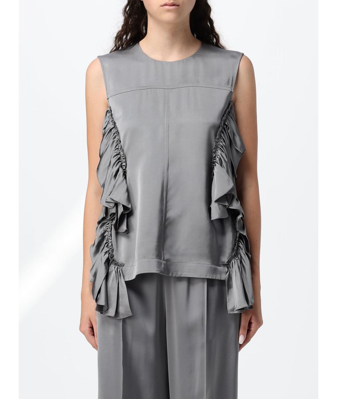 JIL SANDER Серебряная вискозная блузы, фото 1