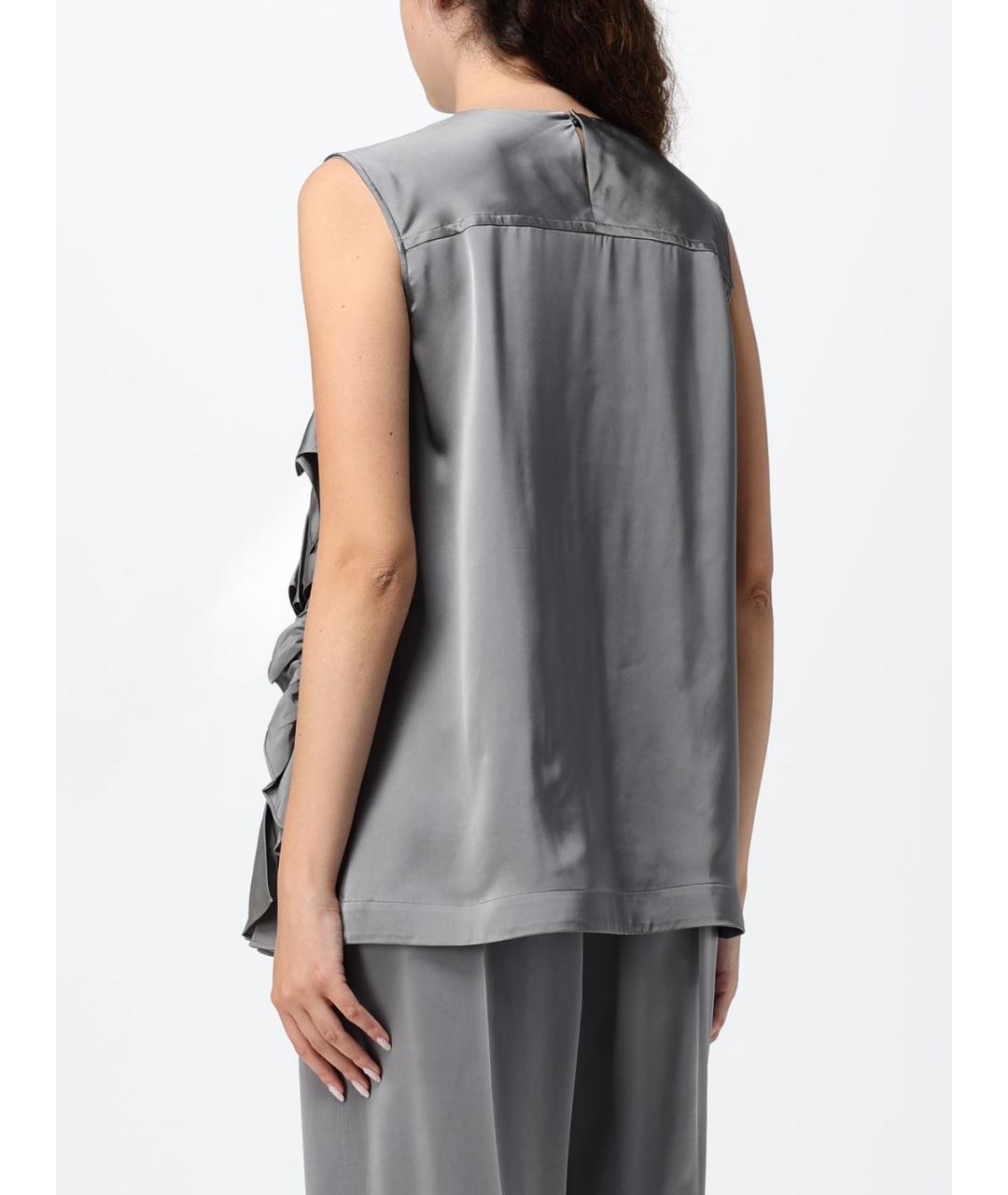 JIL SANDER Серебряная вискозная блузы, фото 3