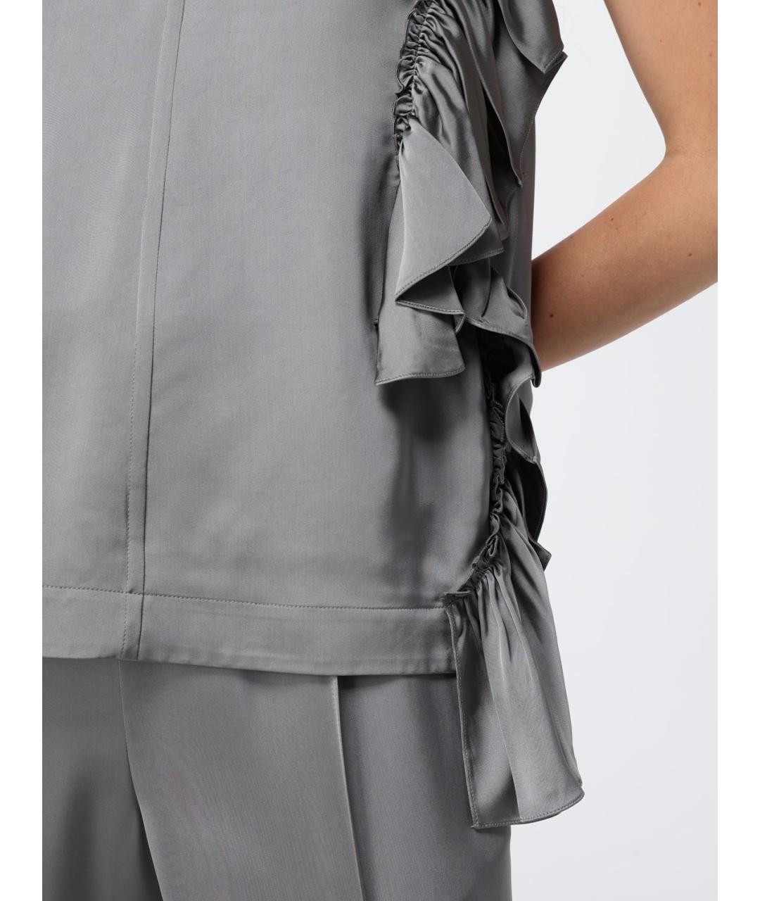 JIL SANDER Серебряная вискозная блузы, фото 5