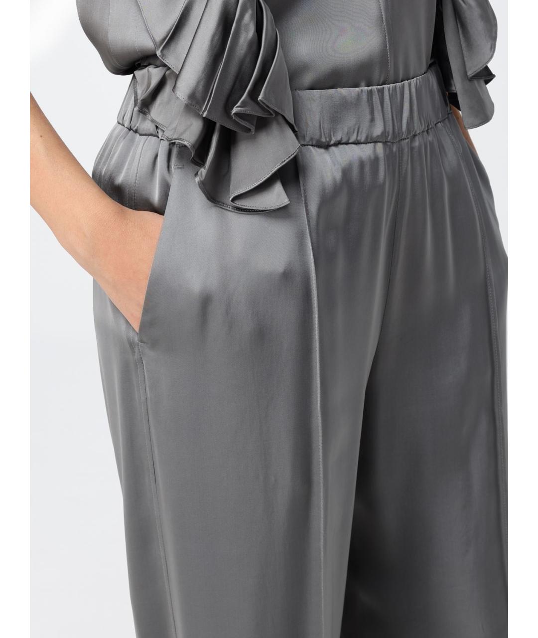 JIL SANDER Серебряные вискозные прямые брюки, фото 5