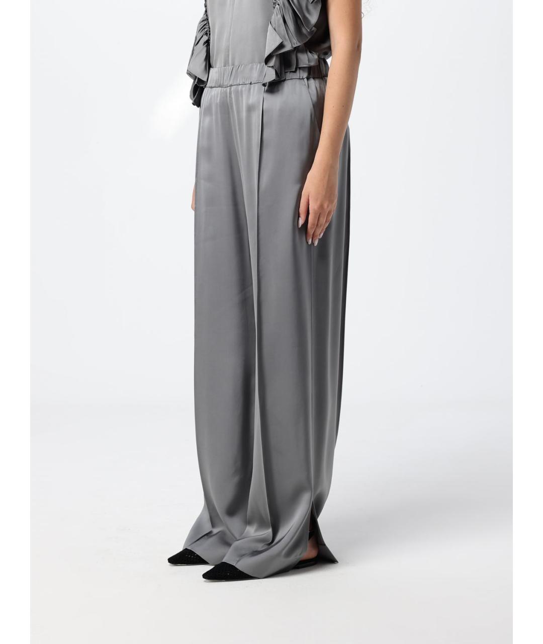 JIL SANDER Серебряные вискозные прямые брюки, фото 4
