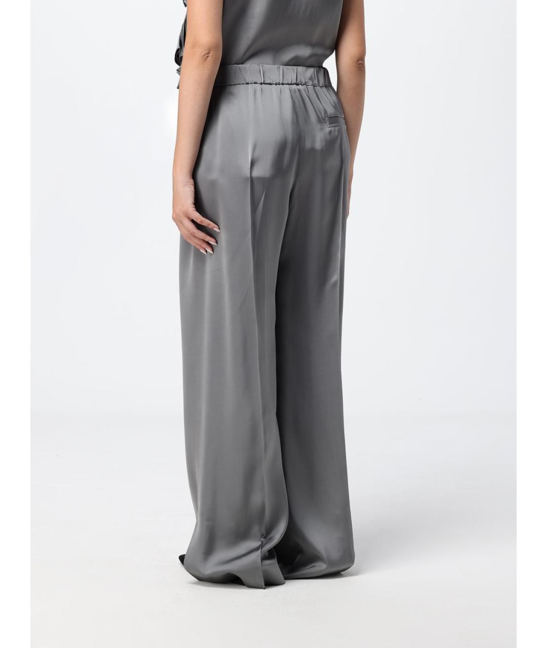 JIL SANDER Серебряные вискозные прямые брюки, фото 3