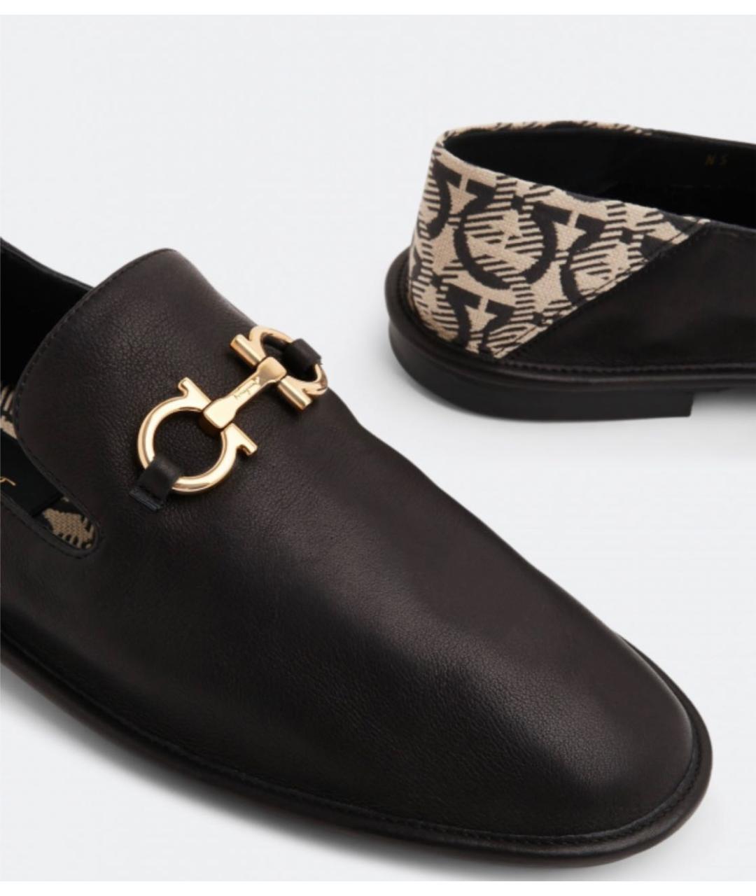 FERRAGAMO Черные кожаные лоферы, фото 4