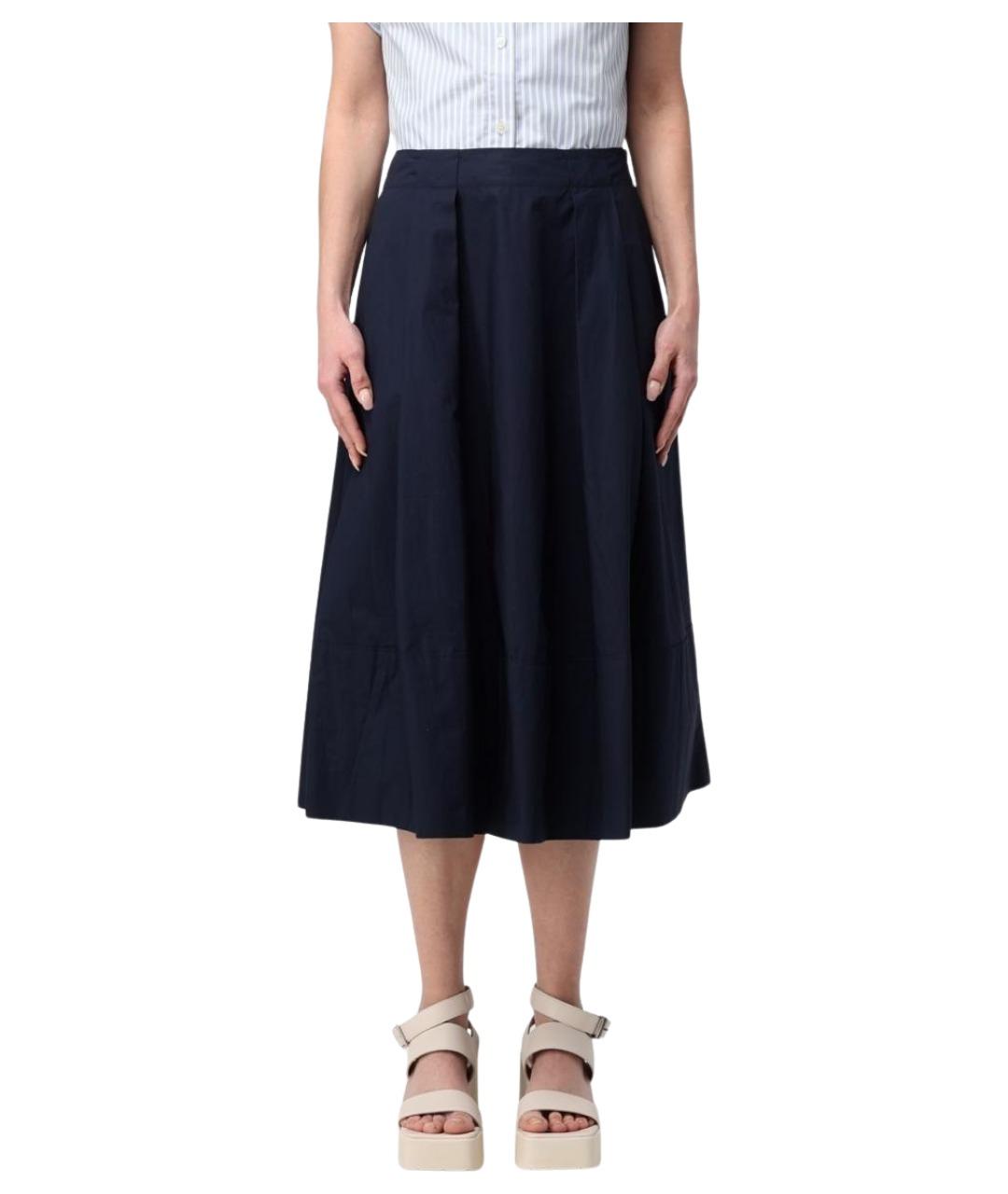 WOOLRICH Синяя хлопковая юбка миди, фото 1