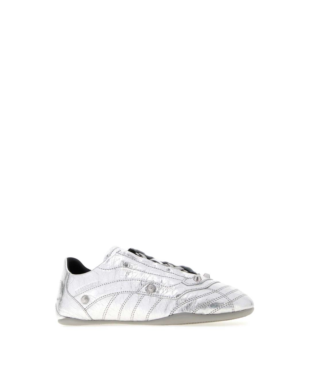 BALENCIAGA Серебряные кожаные кроссовки, фото 2