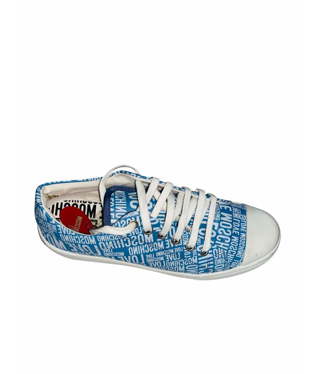 LOVE MOSCHINO Голубые кожаные кеды, фото 1