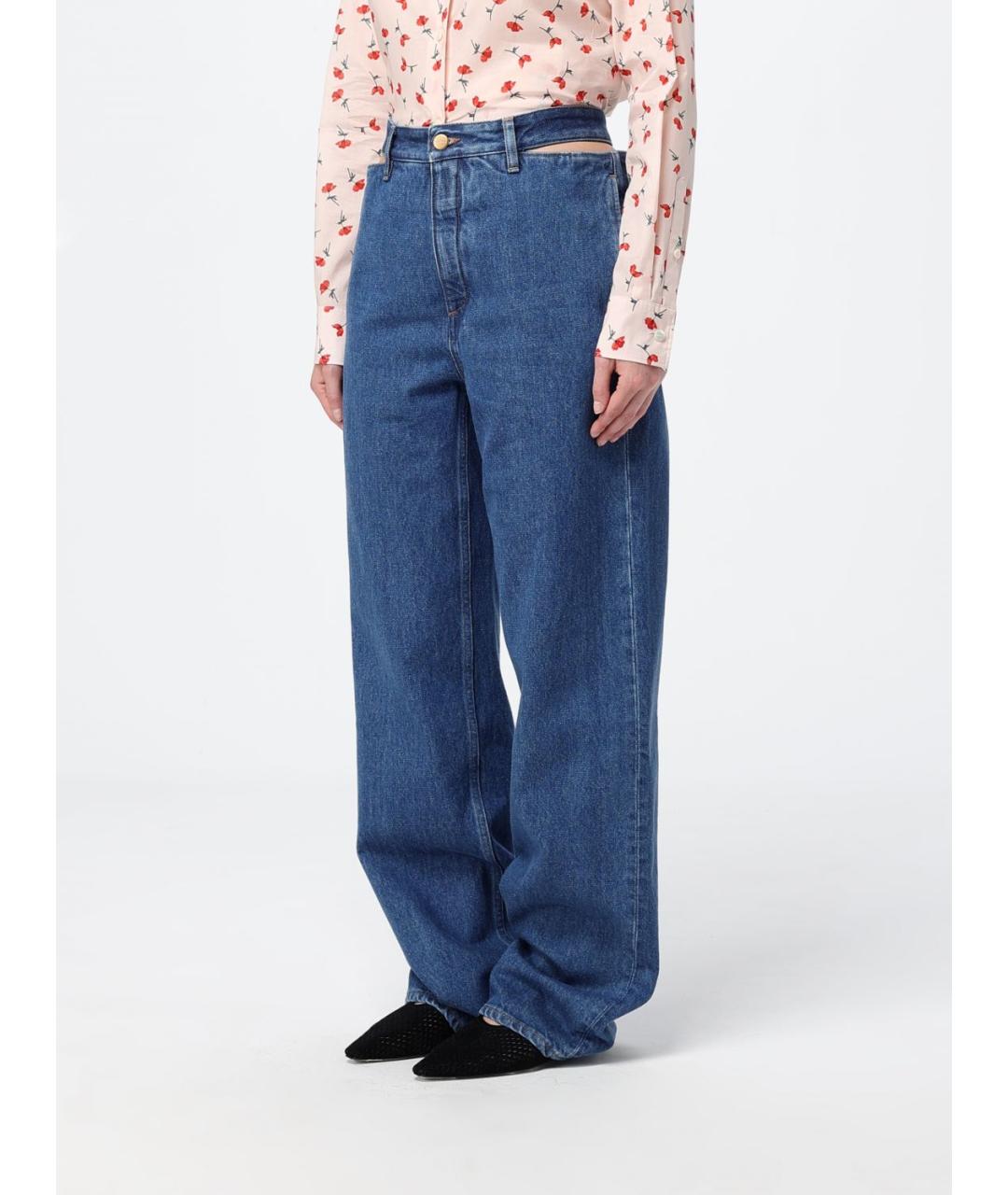JIL SANDER Синие хлопковые прямые джинсы, фото 3