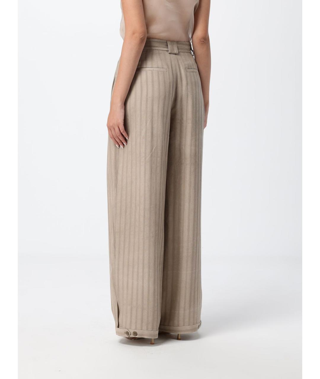 EMPORIO ARMANI Хаки вискозные прямые брюки, фото 3