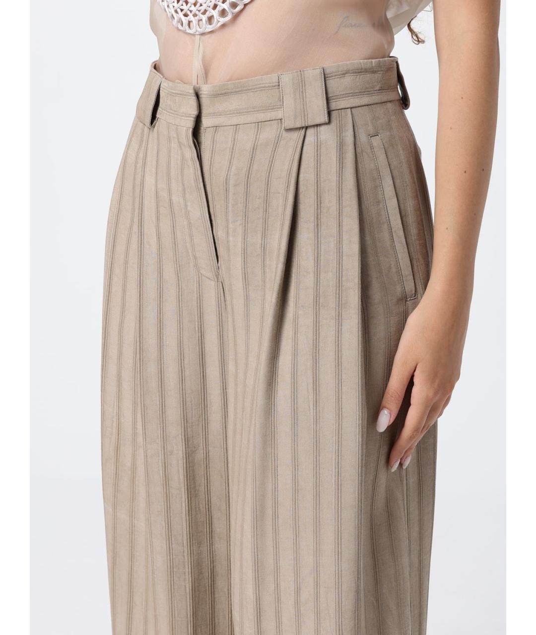 EMPORIO ARMANI Хаки вискозные прямые брюки, фото 4