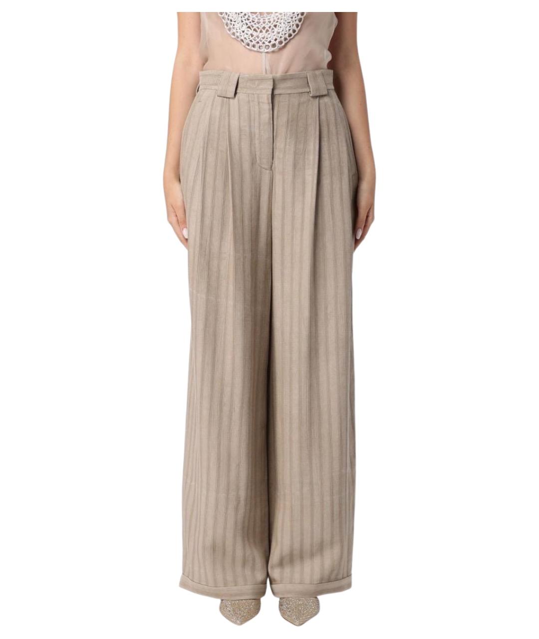 EMPORIO ARMANI Хаки вискозные прямые брюки, фото 1
