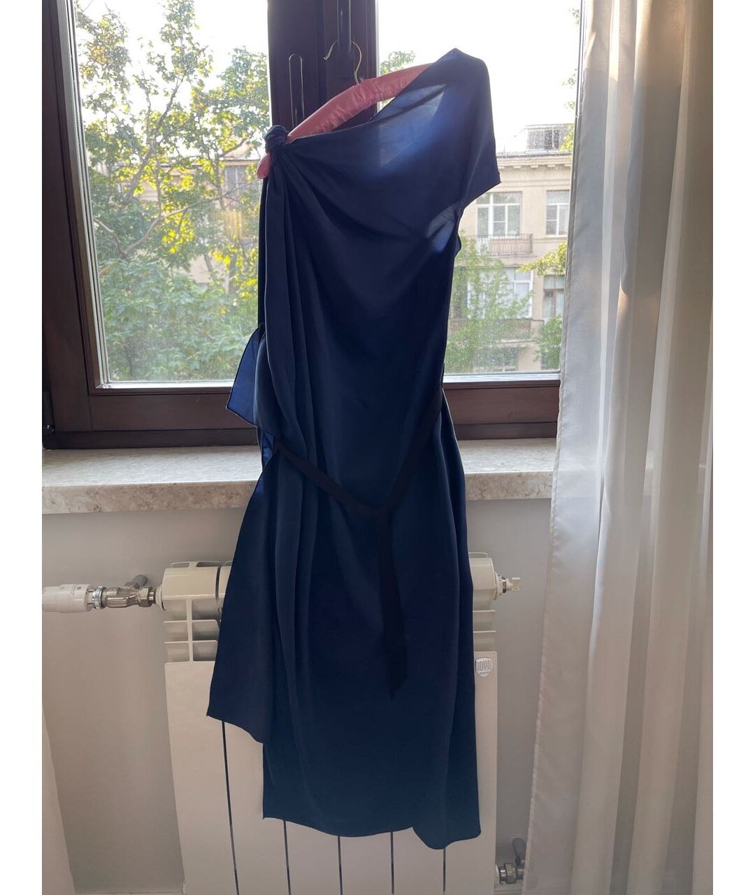 ROLAND MOURET Темно-синее шелковое коктейльное платье, фото 4