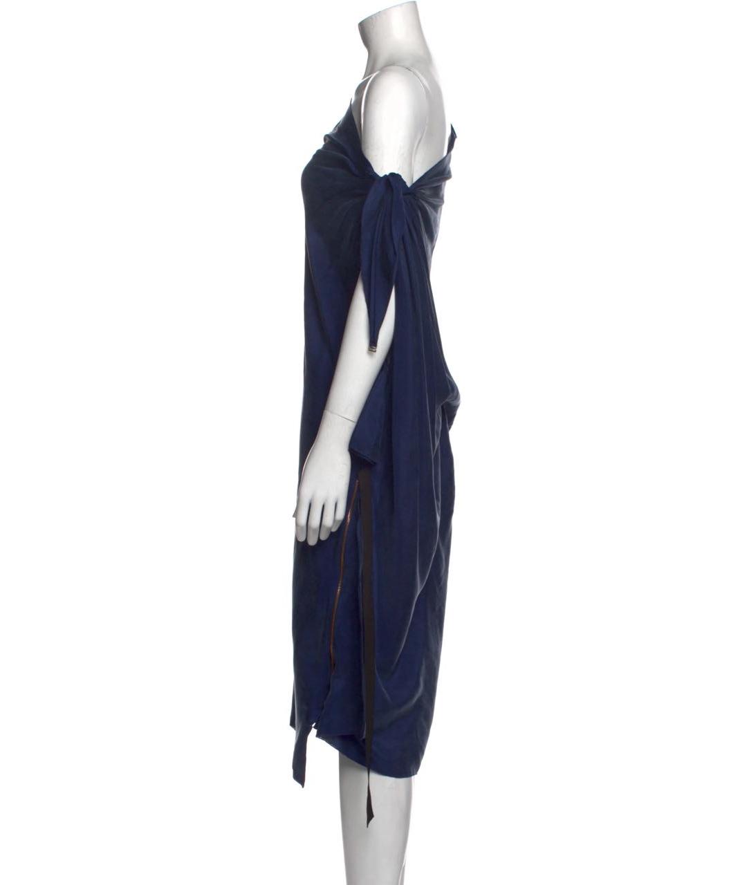 ROLAND MOURET Темно-синее шелковое коктейльное платье, фото 6